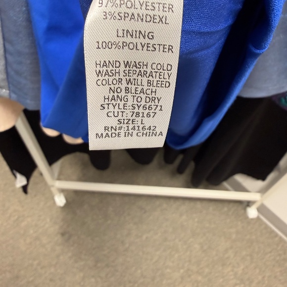 NWT She & Sky Royal Blue Sheath Dress with Rhinestone Bows - Picture 4 of 5